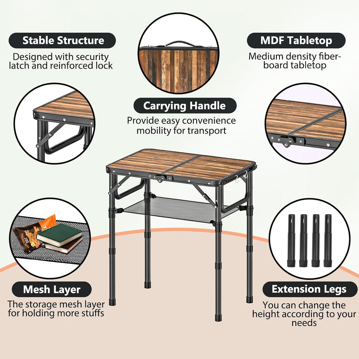 YihuiKo Folding TV Tray, Lightweight Portable Small Foldaing Table