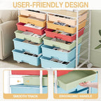 Rolling Storage Cart with 12 Drawers, Wooden Tabletop Utility Cart - Image 5