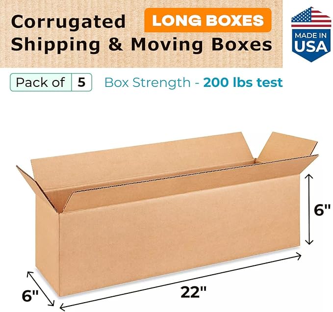 Long Moving & Shipping Boxes 22 x 6 x 6 inches - Image 2