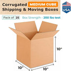 Medium Cube Moving & Shipping Boxes 10"L x 10"W x 10"H - Image 2
