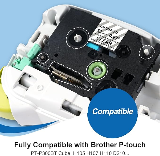 COLORTY Replacement for Brother P-Touch Label Maker Tape TZe 12mm 0.47 Clear - Image 4
