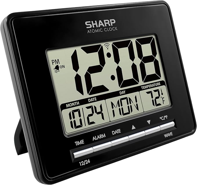 Sharp Atomic Desktop Clock – Auto Set Digital Alarm Clock by Sharp