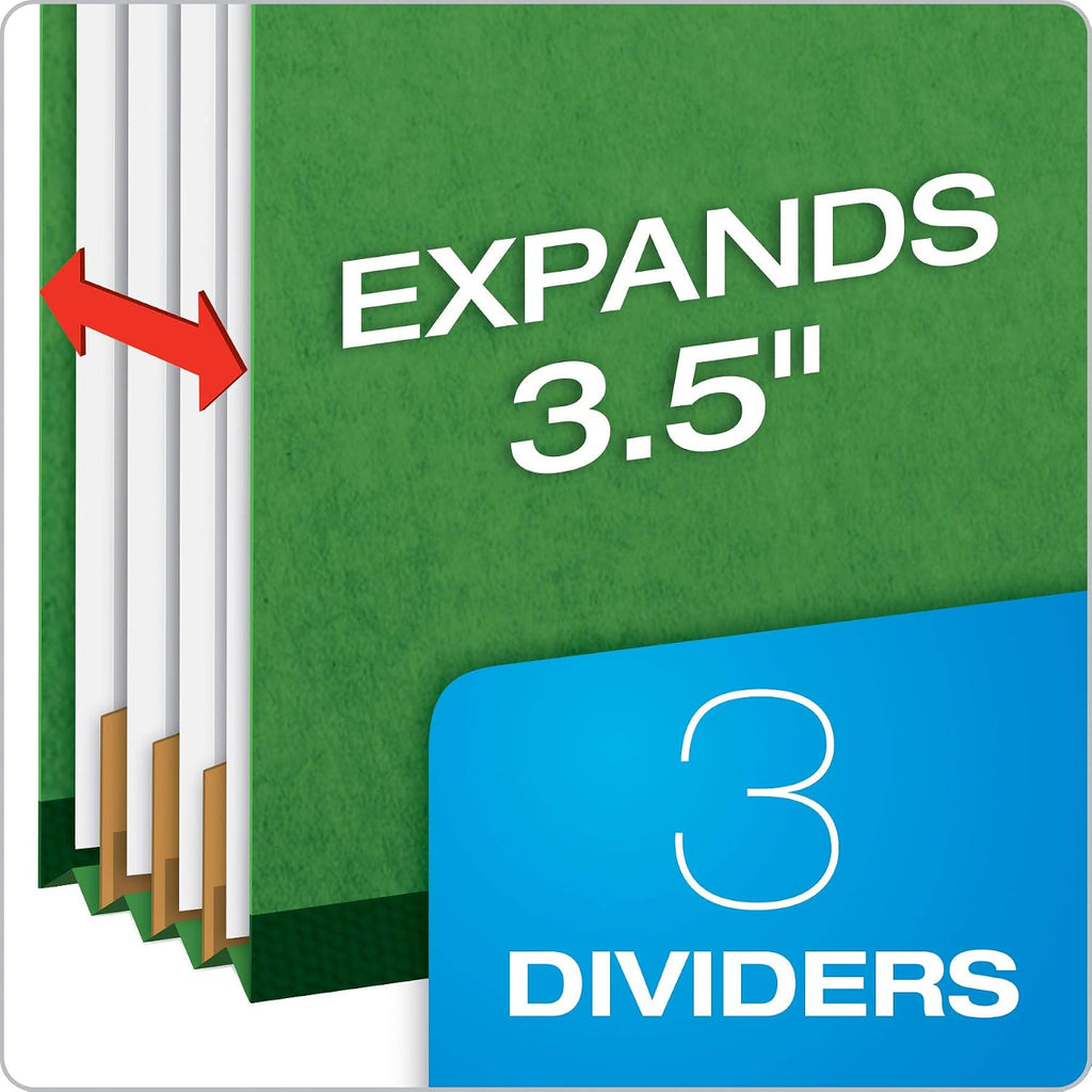 Pendaflex Classification Folders, Standard, 3 Dividers, Embedded Fasteners, 2/5 Cut Tab, Dark Green, Letter, 10/BX (24097), Letter (Pack of 5)