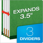 Pendaflex Classification Folders, Standard, 3 Dividers, Embedded Fasteners, 2/5 Cut Tab, Dark Green, Letter, 10/BX (24097), Letter (Pack of 5)
