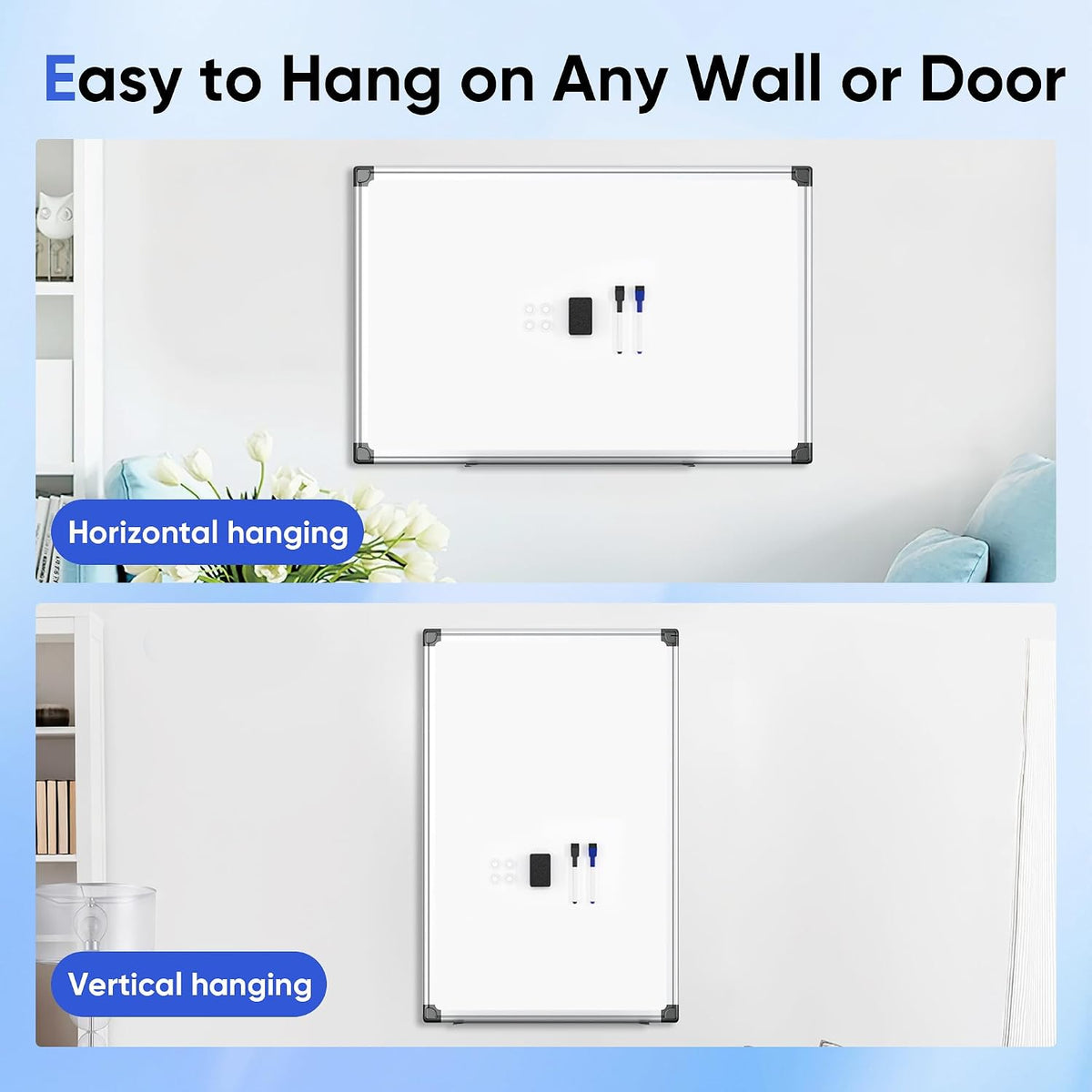 VUSIGN Magnetic White Board Hanging 36" x 24" for Wall, Dry Erase B...