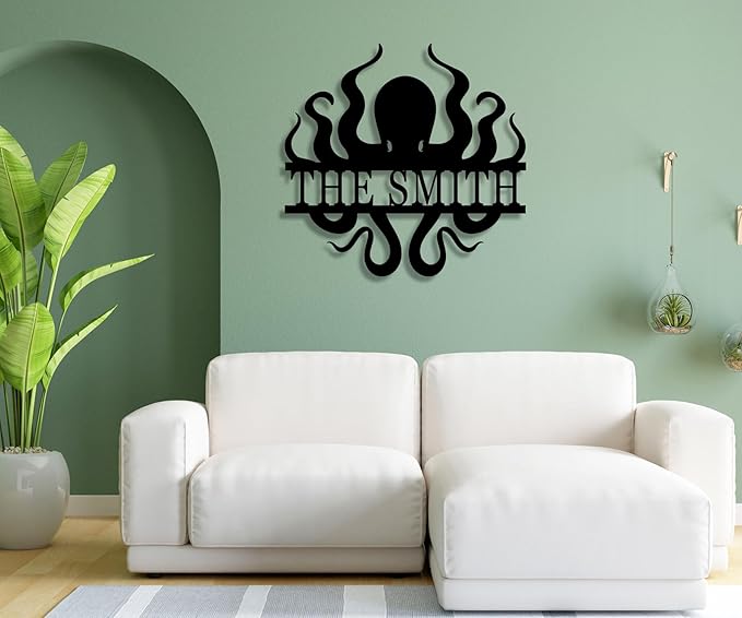 Custom octopus metal signs，personalise octopus wall art，octopus decor，funny - Image 3