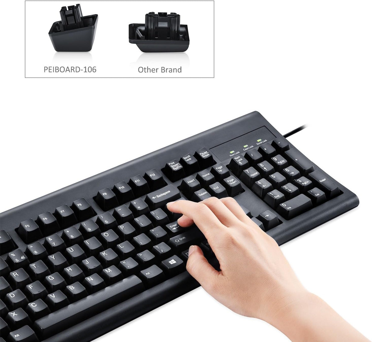 Perixx Periboard-106, Wired Performance Full Size Keyboard, Curve Ergonomic K...