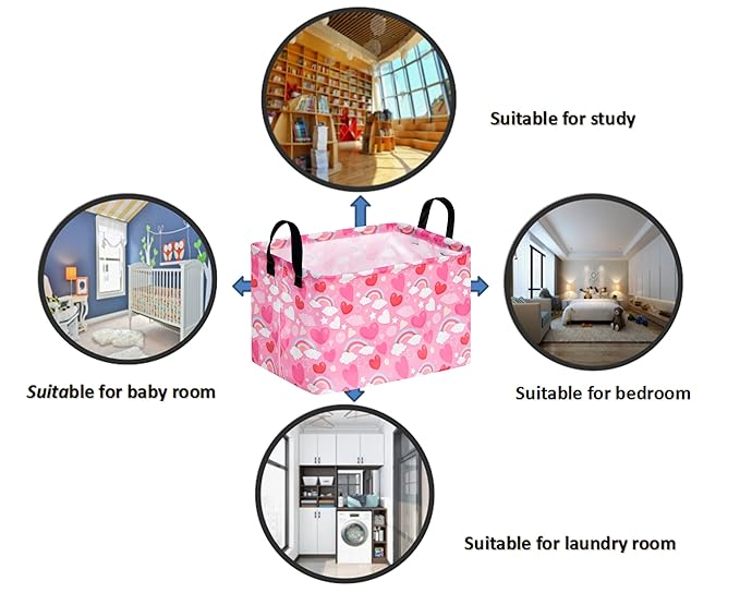 FUULOXE Rectangular Valentines Basket Storage Bin - Image 6
