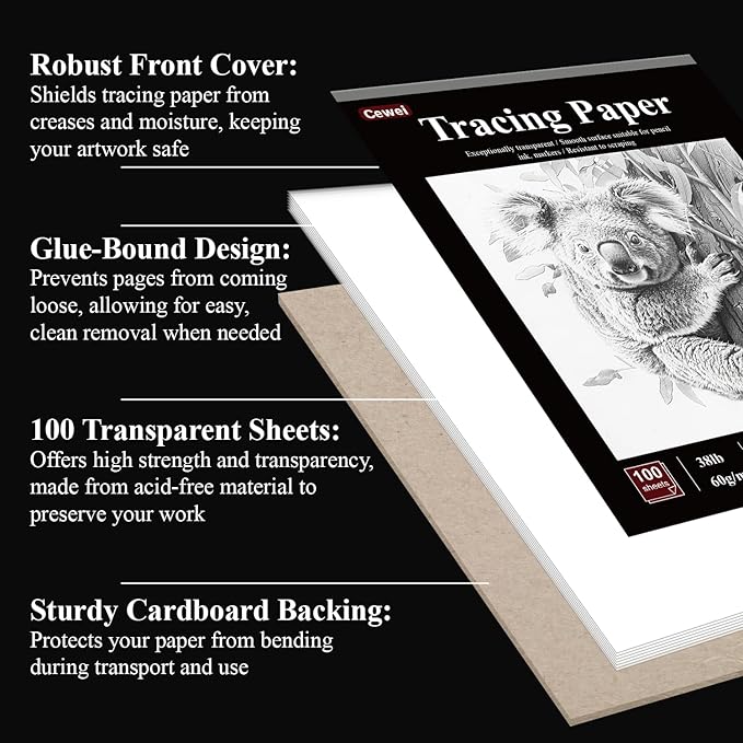 Tracing Paper for Drawing, 8.5”x11 Trace Paper, 100 Sheets Translucent Vellum - Image 3