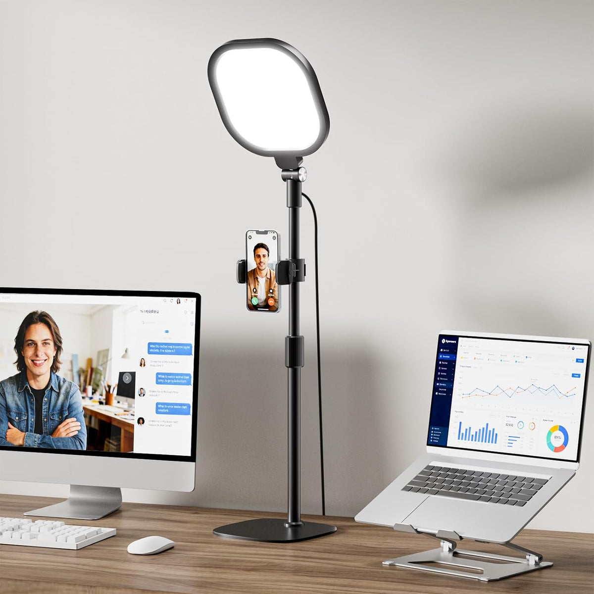 LitONES Video Conference Lighting for Zoom with Stand, 30 Modes, CRI>98