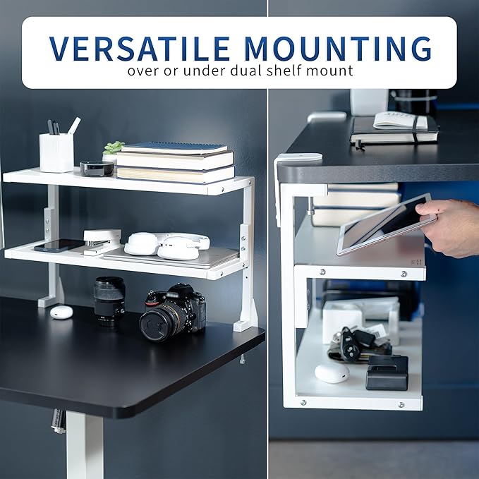 VIVO Clamp-on 24 inch Above or Below Desk 2-Tier Shelving Unit - Image 4
