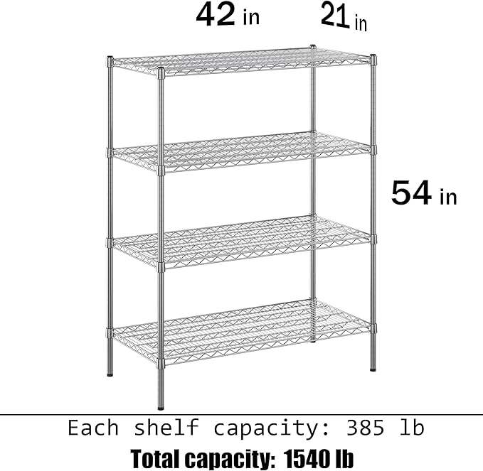 Regal Altair 21" Deep x 42" Wide x 54" Height Wire Shelving Kit | 4-Tier | NSF - Image 3