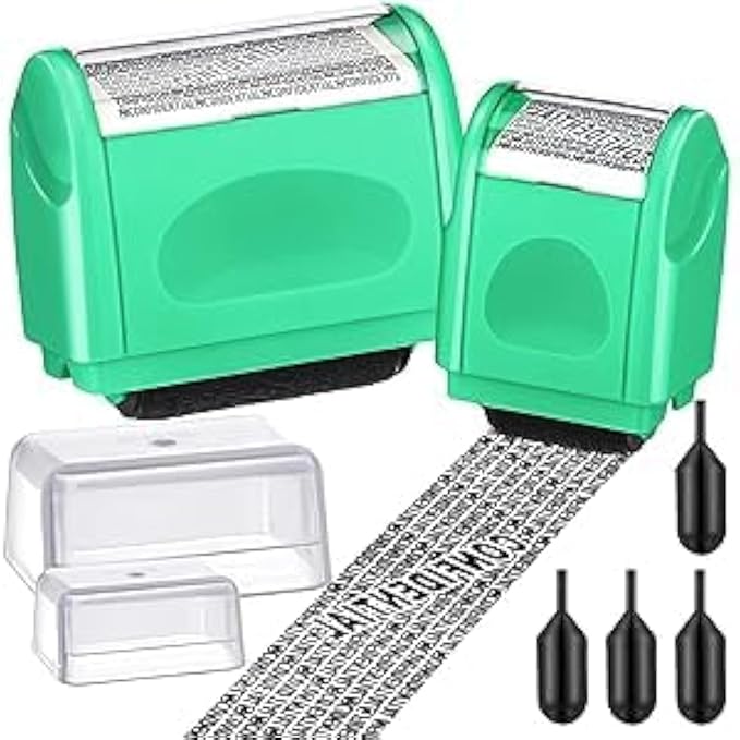 Nezyo 2 Pack Identity Protection Roller Stamp Identity Theft, Confidential by Nezyo