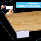 Qunclay 200 Pcs Shelf Label Holder Glass Wood 1.25 x 3 Inches Clear Plastic - Image 4