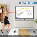 MaxGear Large Black Rolling Whiteboard on Wheels, Reversible Standing - Image 3