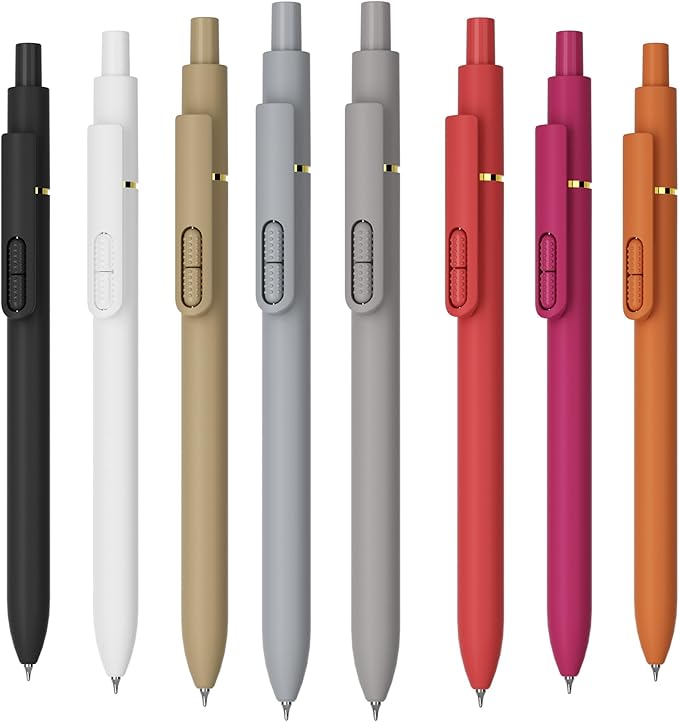 JIMMIDDA 8Pcs Gel Pens with Black Ink, Fine Point Smooth Writing Pens, by JIMMIDDA