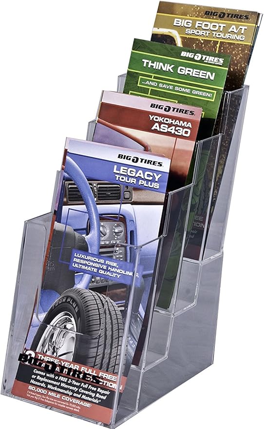 Clear-Ad - LHF-S104 - Acrylic Slant Back 4 Tier Trifold Brochure Display - by Clear-Ad