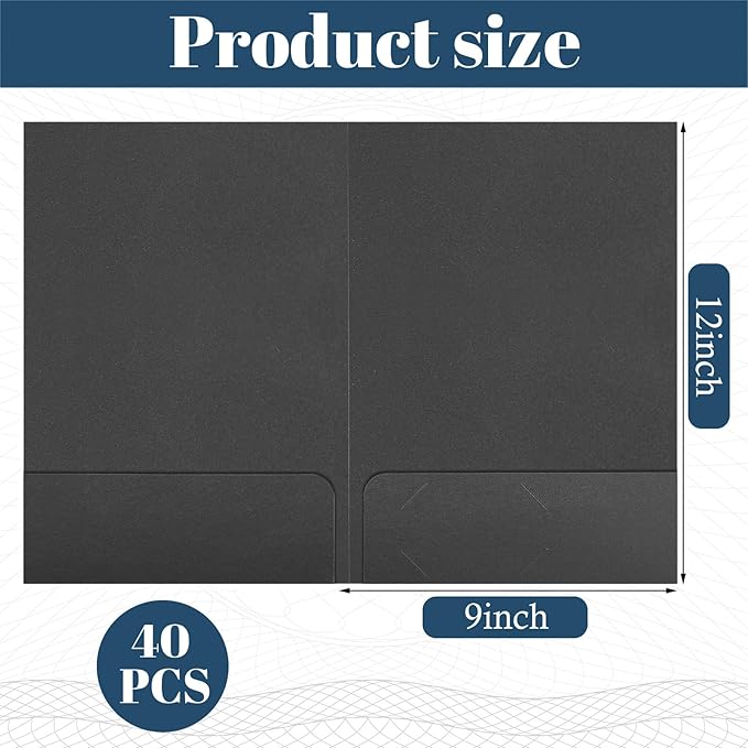 Harloon 40 Pcs Tax Return Folders 12 x 9 Inches 2 Pocket Folders Bulk Gold Foil - Image 2