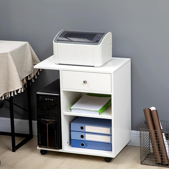 Zateety Mobile Printer Stand, Rolling File Cabinet Cart - Image 2