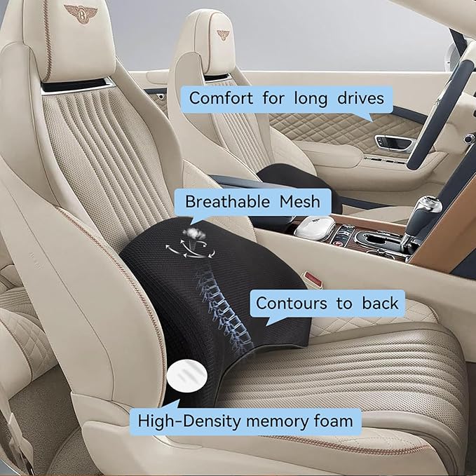 Lumbar Support Pillow for Car, 100% Memory Foam Lumbar Pillow - Image 5