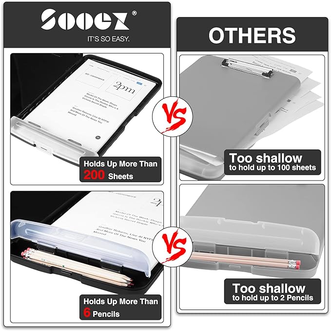 Sooez Clipboard with Storage, High Capacity Nursing Clip Board 8.5 x 11 with - Image 3