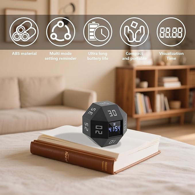 Mini 12-Sided Cube Timer with preset countdowns of - Image 3