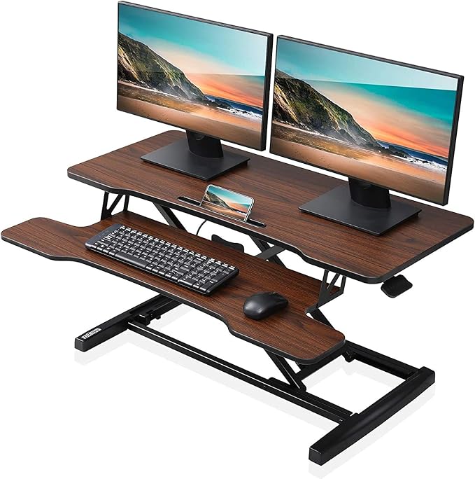 FITUEYES Height Adjustable Standing Desk 36” Wide Sit to Stand Converter Stand by FITUEYES