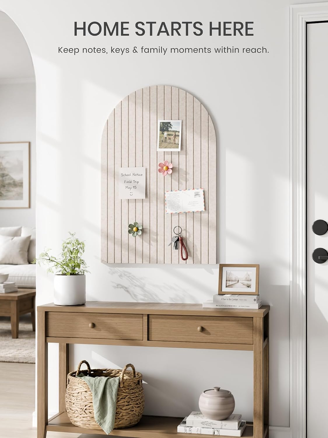 Large Arched Felt Bulletin Board 35.4''×23.6'', Oatmeal