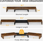 tavr dual monitor stand riser, wooden computer monitor, close-up detail