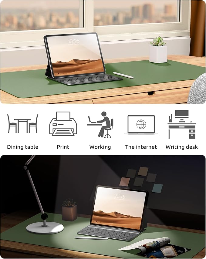 YSAGi Leather Desk Pad Protector, Office Desk Mat, Large Mouse Pad, Non-Slip PU - Image 6
