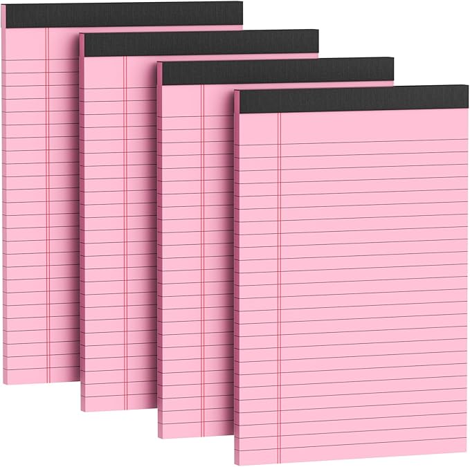 4 Pack Note Pads 5 x 8 Inch Pink Small Legal Pads 5 x 8 Colored Notepad 5 x 8 by Nichela