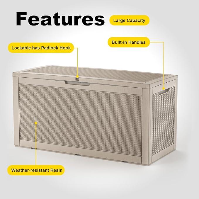 EasyUp 120 Gallon Deck Boxes Waterproof, Outdoor Large Storage Boxes - Image 4