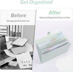 SKYDUE Expanding File Folder, Accordion File Organizer with 8 Pocket, Expandable Document Paper Receipt Holder for School Office Hospital, Letter/A4 Size Light Green