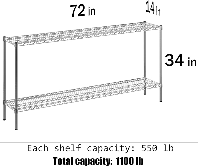 Regal Altair 14" Deep x 72" Wide x 34" Height Wire Shelving Kit | 2-Tier | NSF - Image 3