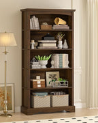 TVU 5-Tier Wooden Bookshelf, 65 Inch Tall Bookshelf - Image 6