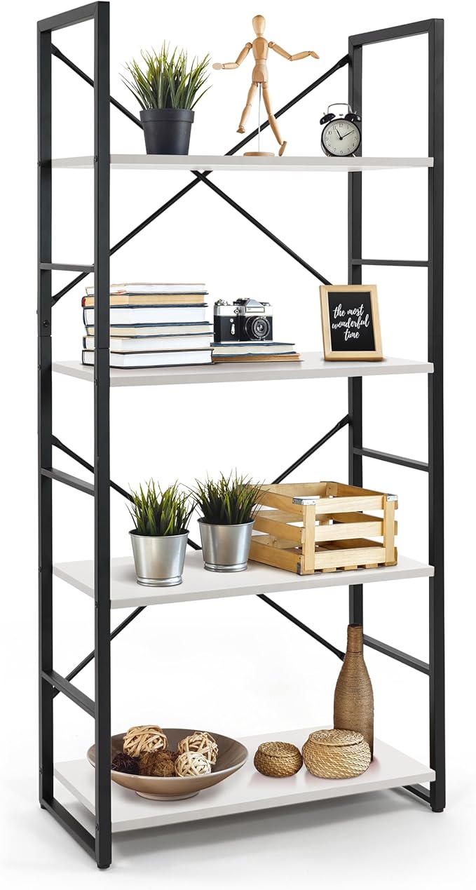 CAPHAUS 4 Tier Bookshelf, 24 Inch Width Free Standing Shelf, Bookcase Shelf by CAPHAUS
