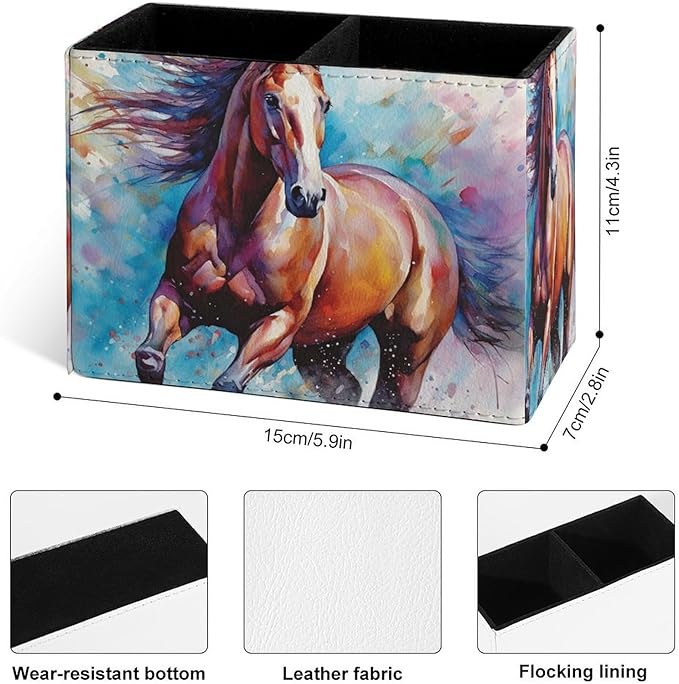 Famame Watercolor Horse Colorful Animal Pencil Holder - Image 3
