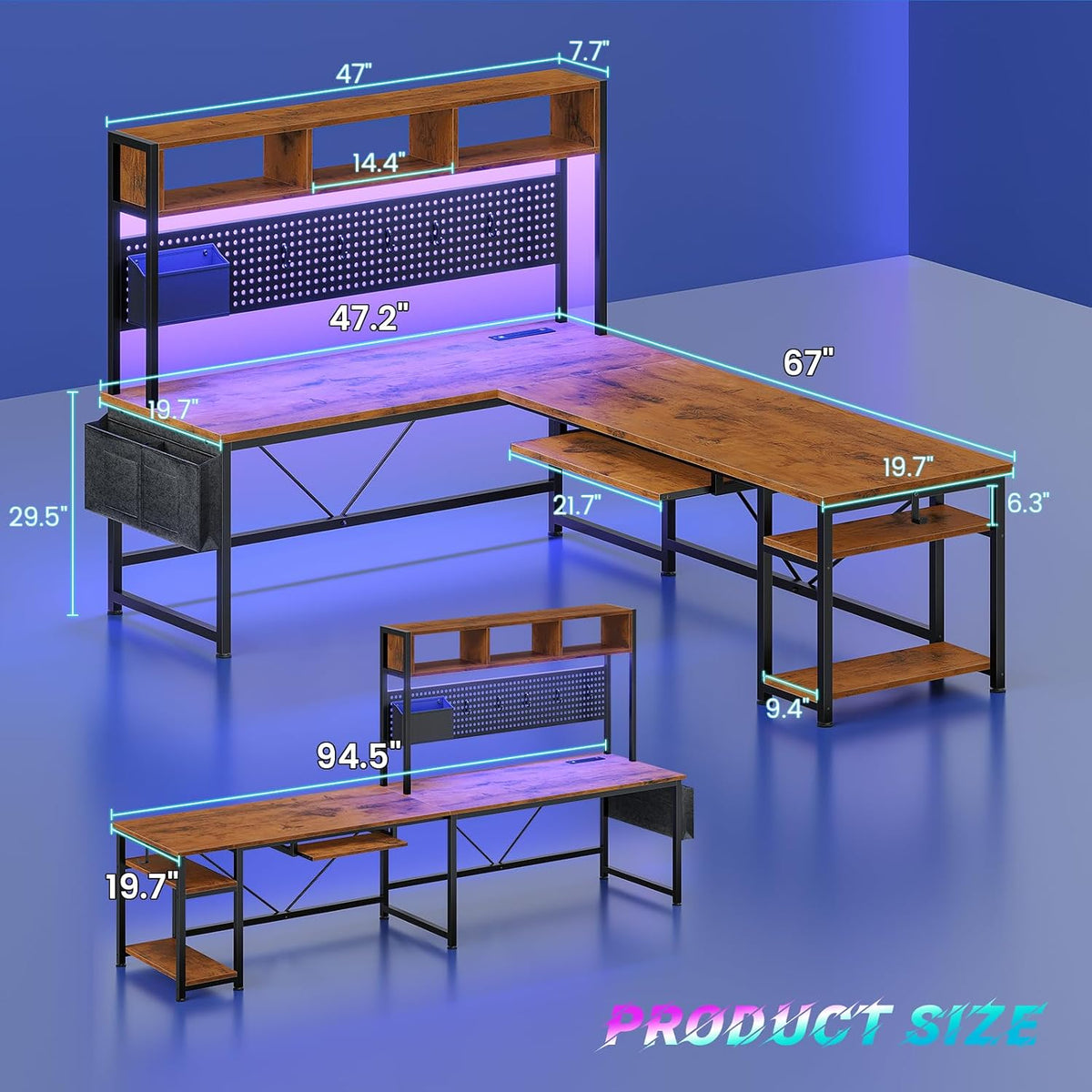 SEDETA L Shaped Computer Desk, Reversible Corner Desk with Power Outlet