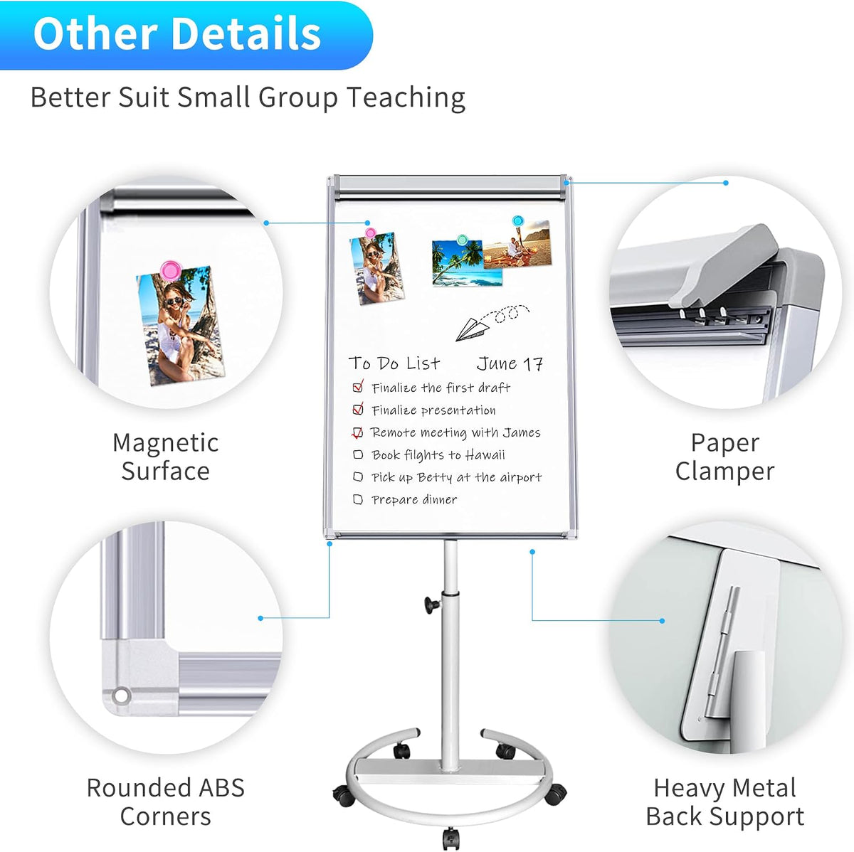 Maxtek Mobile Whiteboard 40 x 28 in, Magnetic Dry Erase Easel (Pack of 2)
