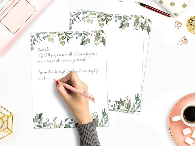Leaf Theme Paper Stationery, 50 Sheets, Elegant Writing Paper, Pretty - Image 2