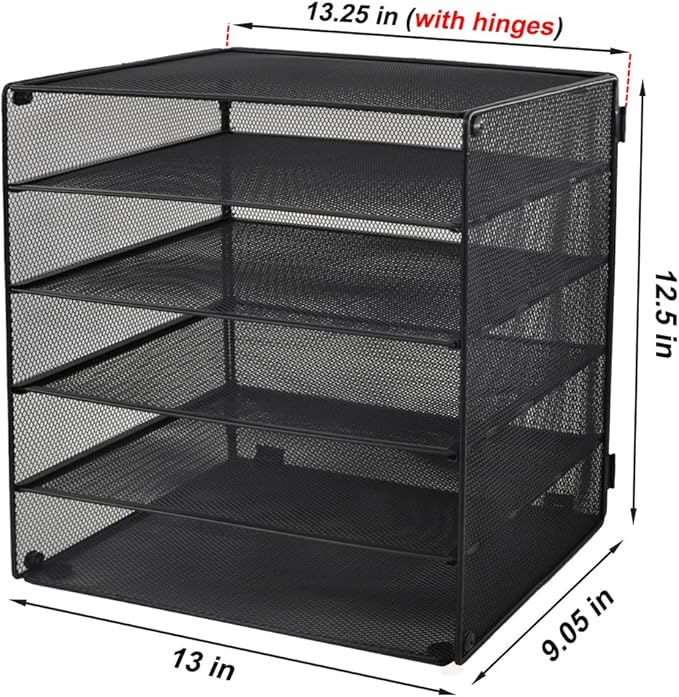 EASEPRES 5 Slot Mesh Desk Organizer Tray, File Paper Letter Folder Holder - Image 2