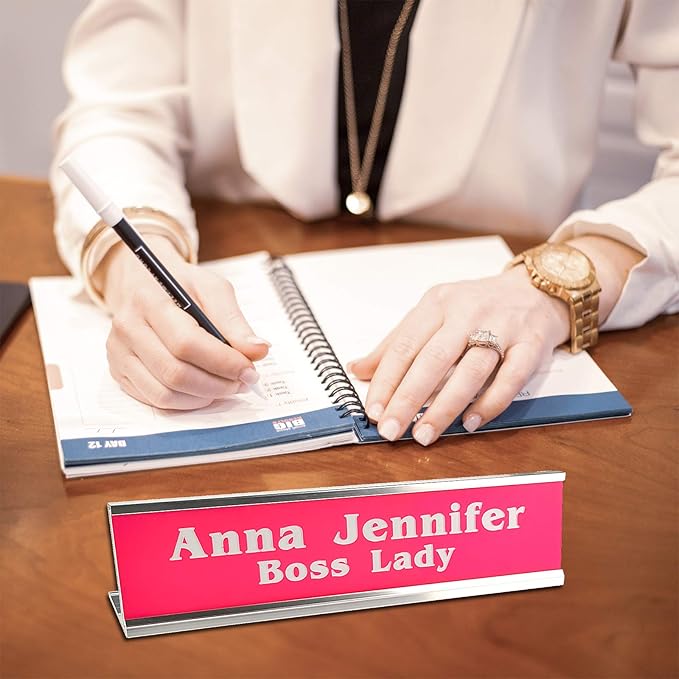 Personalized Name Plate With Wall Or Desk Holder Customized Engraving 2x8 - Image 4