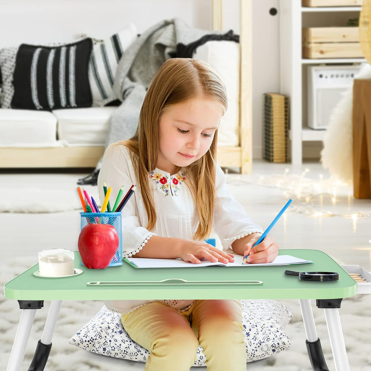 Fayquaze Portable Foldable Laptop Bed Desk with Storage Drawer and Cup Holder...