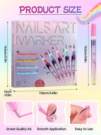 EBANKU 12 Colors Nail Art Pens Kit 0.5MM Ultra-Fine Tip 3D Nail Polish Pens - Image 7