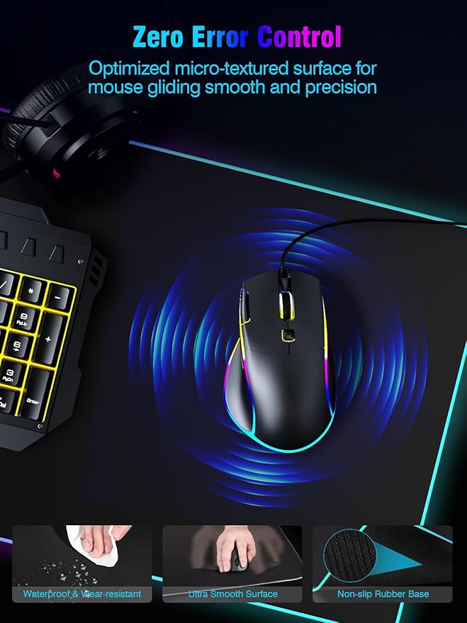 Mouse Pad with Magnetic Wireless Charging, Large Desk Pad Protector, RGB Black - Image 6