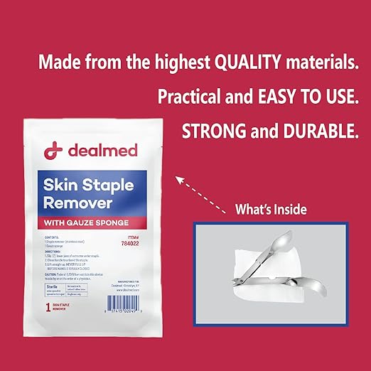 Dealmed Sterile Staple Removal Kit, Includes Staple Remover and Gauze Sponge - Image 3