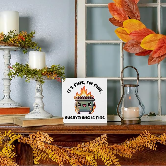 Funny Desk Decor, Dumpster and Fire Wood Box Sign - Image 5