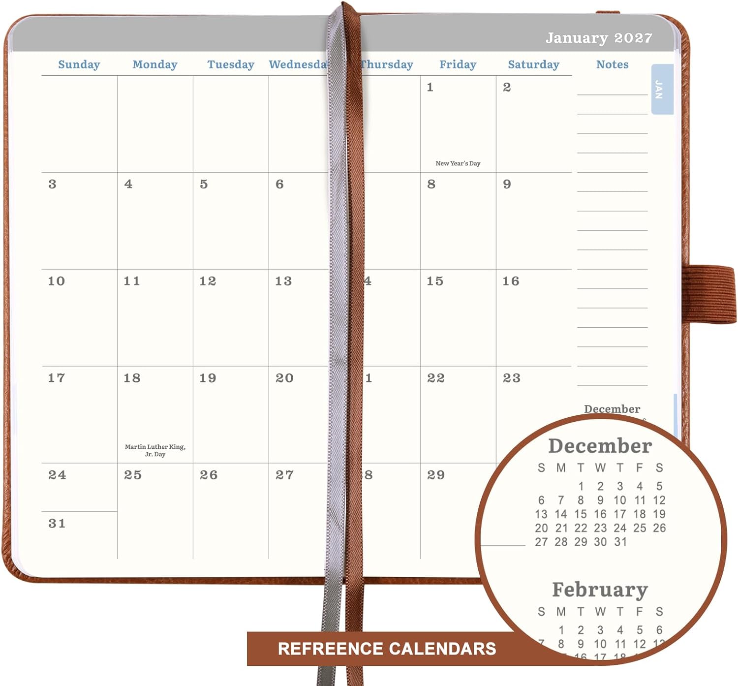 2027 Pocket Calendar - 2027 Pocket Planner, 6.4'' x 3.8", Weekly | Jan. 2027 to Dec. 2027, 2027 Pocket Planner for Purse, Elastic Strap& Hardcover