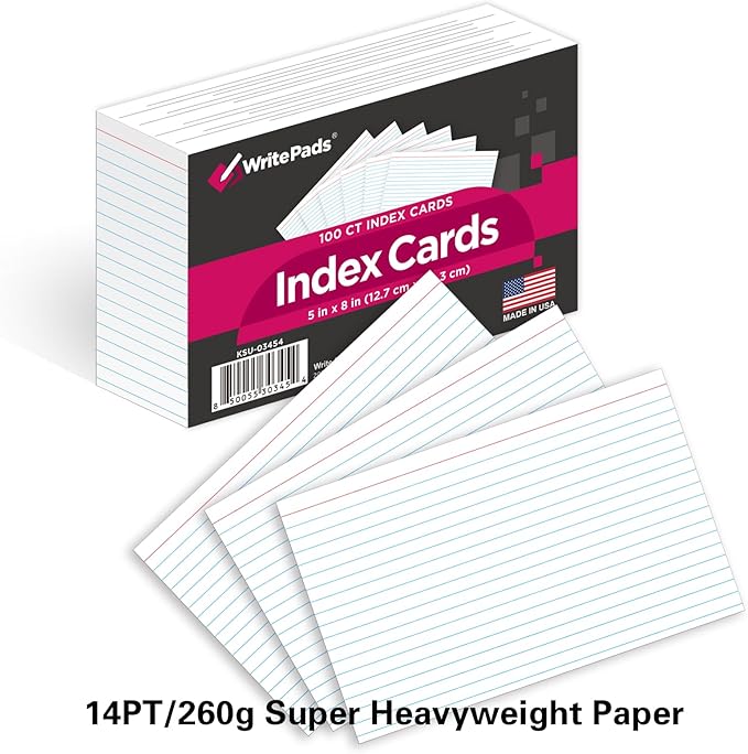 KAISA Lined Index Card 4"x6" Index Cards Flashcards, Heavy Weight Paper Made in - Image 2