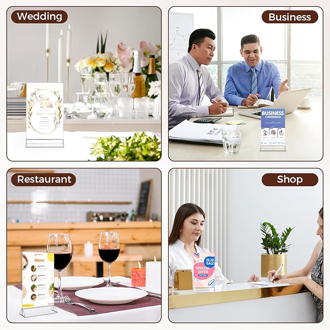 Smarpau Acrylic Sign Holder 4x6, 8 Pack Double-Sided Picture Frames Display - Image 6